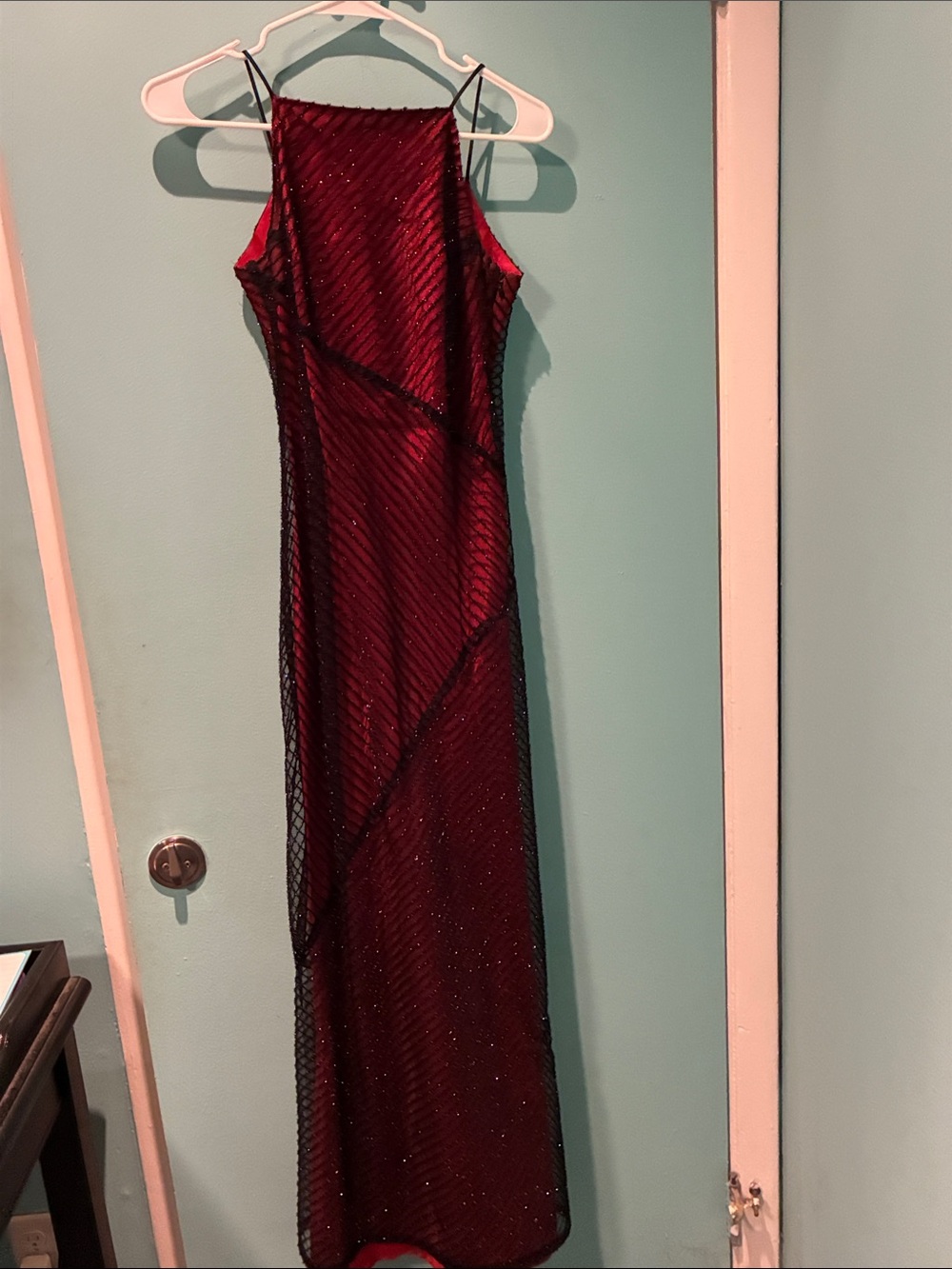 Elegant Burgundy Beaded Slip Dress